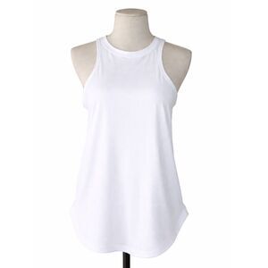 NIKE DRI-FIT WHITE RIBBED HIGH NECK RACERBACK ACTIVEWEAR ATHLETIC TANK MEDIUM